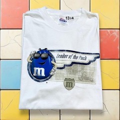 Vintage M&M Candy Cartoon Tee Y2K Men XL White Leader Of The Pack Promo Shirt