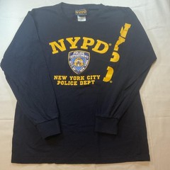 NYPD Mens Long Sleeve Police T-Shirt Navy Yellow Officially Licensed Large 134