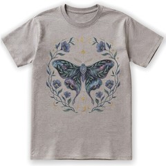Galaxy Moth T-Shirt Celestial Moon Phase Floral Witchy Mystical Nature Gift
