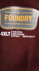 Foundry’s Henley Tee Wine Long Sleeves 3 Buttons Big and Tall Men 4XLT