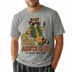 Feral Aunt Social Club Raccoon T-shirt, Retro Pregnancy Announcement Tee