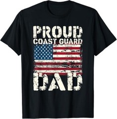 US Coast Guard Dad USCG American Flag Gift Unisex T-Shirt