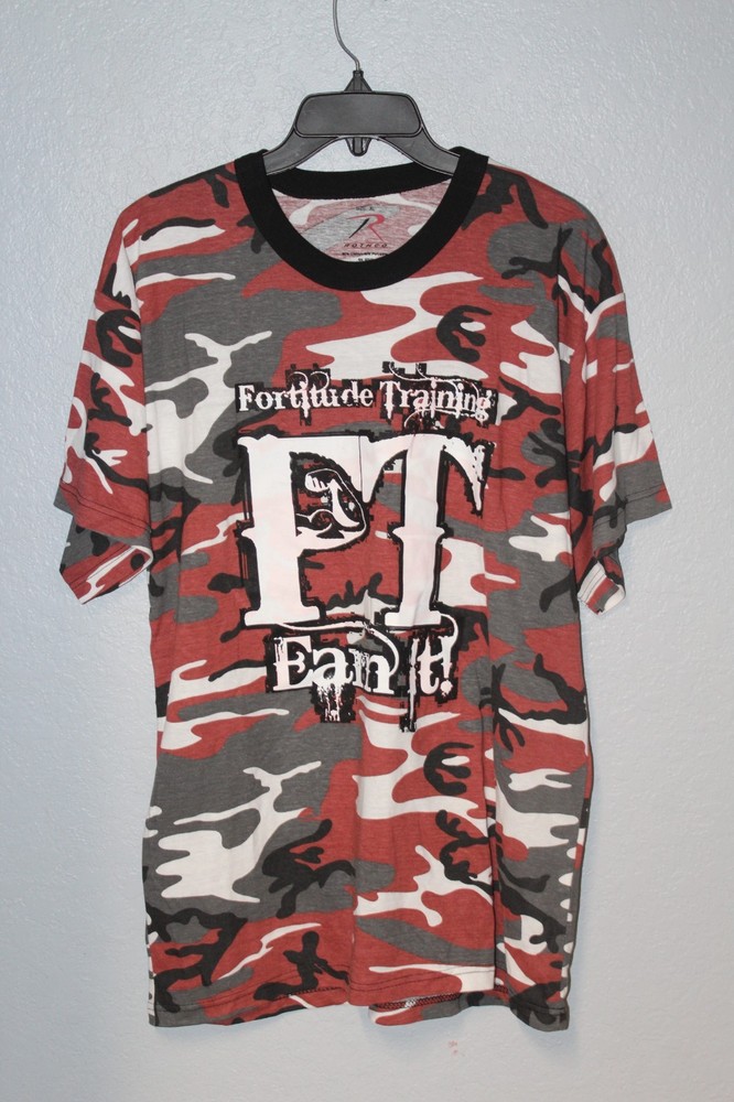 NEW Rothco Camouflage Hunting Military Camo T-Shirt Fortitude Training Men XL