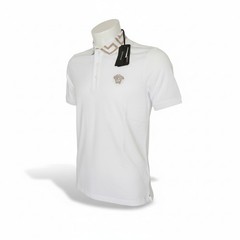 Men’s Versace T Shirt Polo 1/4 Button, Embroidered, Short Sleeve, Cotton, M-3XL