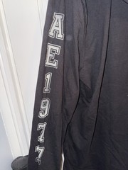 American Eagle Mens L Super Soft Standard Fit Black Hooded Long Sleeve T Shirt