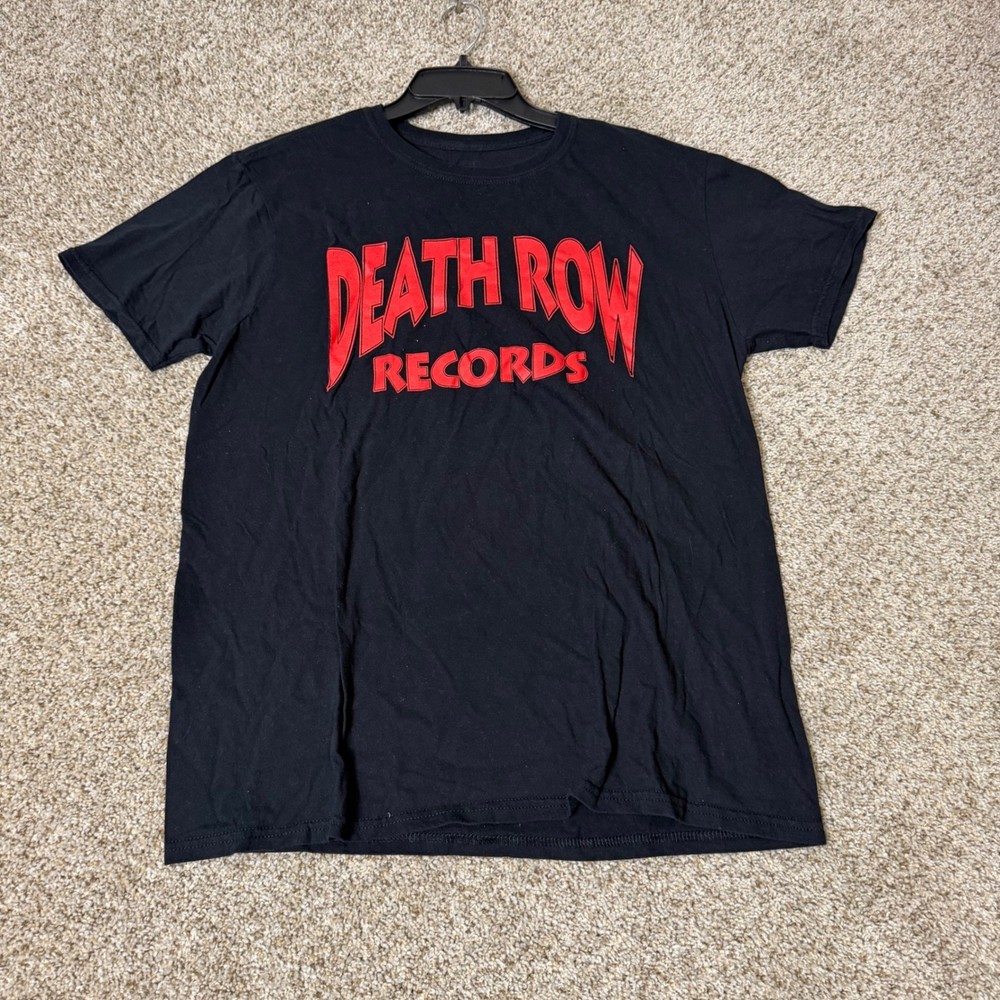 Death Row Records Graphic Tee Mens Large Black Red Logo Hip Hop T-Shirt