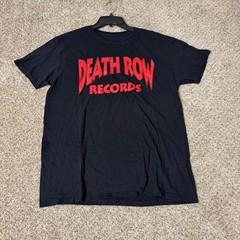 Death Row Records Graphic Tee Mens Large Black Red Logo Hip Hop T-Shirt
