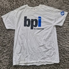 BPI Weightlifting Bodybuilding T Shirt Mens XL White Be Powerful Training Top