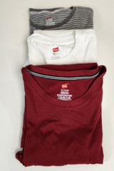 Lot 3Hanes t-shirt Mens XL Shirts 1 Short /2 Long Sleeve Hanes Striped Red White