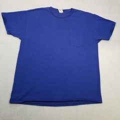 Hanes Blue Authentic Left Chest Pocket Back Eagle Planes Graphic Shirt Men Large