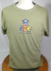 Life is Good Stay Out All Night Green Crusher Camp Tee Shirt T Top Medium M