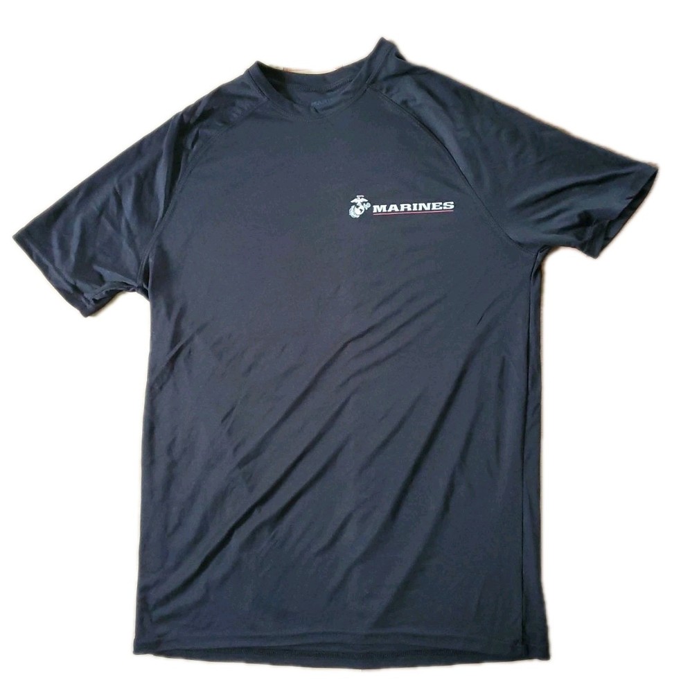 Marines Shirt M Medium Athletic Top Logo MicroPolyester Thin Lightweight Black