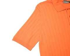 Sartorio Napoli $875 Orange Ribbed Extra Slim Polo Shirt Knit Cotton Jersey L
