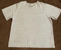 Basic Editions V-Neck T-Shirt-Gray Heather-Short Sleeve-Cotton Poly Blend-Large