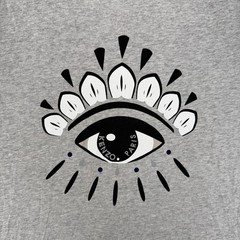 Kenzo Eye Print T-Shirt Grey White Tiger Designer Size Large