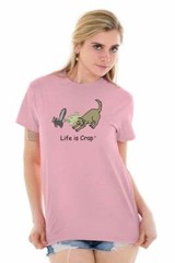 Life Is Crap Funny Dog Skunk Sprayed Smell Womens or Mens Crewneck T Shirt Tee