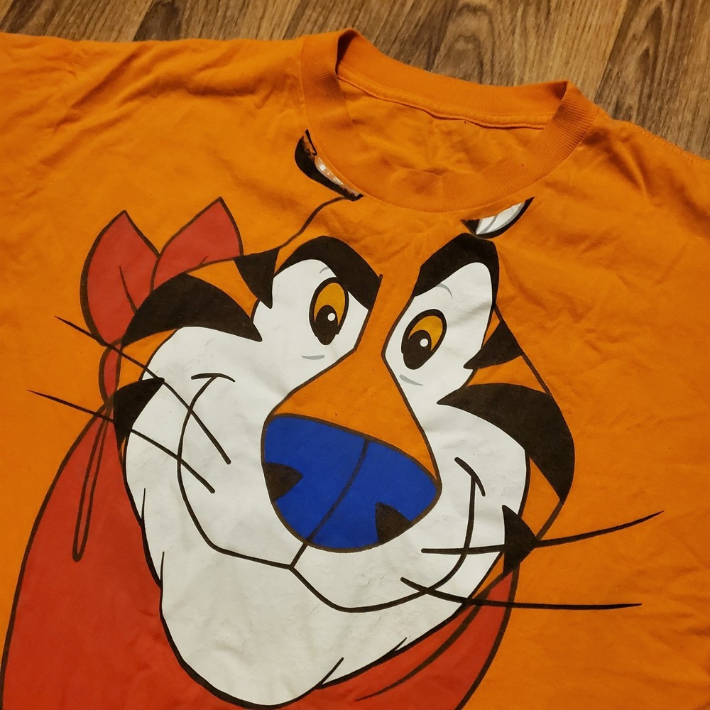 Vintage Tony the Tiger Shirt Adult XL Orange Big Graphic Kelloggs Y2K