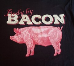 Body by Bacon Mens Graphic Black T-Shirt Size M Short Sleeve Cotton