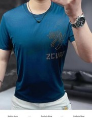 New Men Luxury Tiger Wings Rhinestones Fashion T-Shirt High Quality 4 Colors