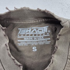 TENACI Tuffbreed Shirt Mens Small Brown Distressed Graphic Palm Trees Made USA