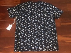 FREE PLANET T SHIRT SURFING PALM TREES HULA NEW NWT BLUE STRETCH L SHORT SLEEVE