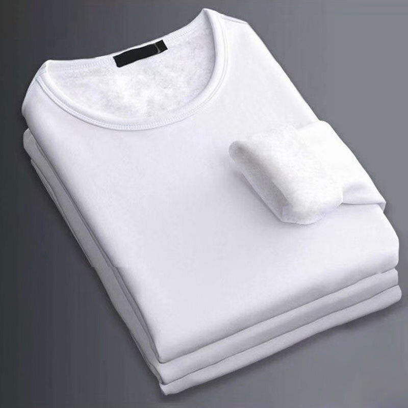 Men Thermal Fleece Lined T-shirt Winter Warm Tops Trouser Long Sleeve T-Shirt