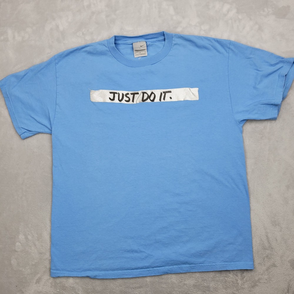 Vintage Nike Shirt Mens Large Blue Basic Base Swoosh Essential Just Do It Adult