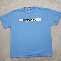 Vintage Nike Shirt Mens Large Blue Basic Base Swoosh Essential Just Do It Adult