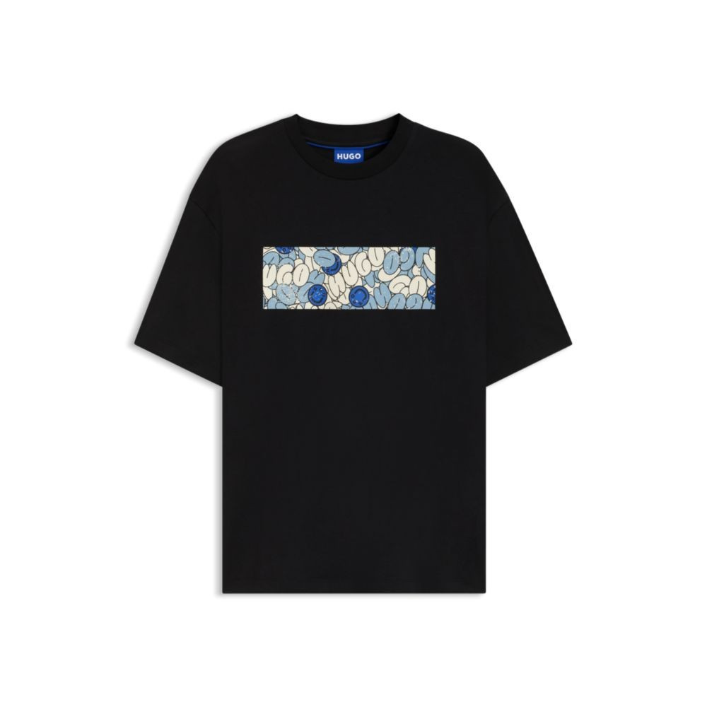 Hugo Boss Men’s Nurix Crewneck Abstract Logo Graphic T-Shirt Black-Small