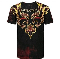 Affliction T-Shirt “MIKE V” 2XL NWT Black Burgundy Vintage