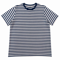 Lands’ End Men’s XL Super-T Navy White Striped Crew Neck Cotton T-Shirt