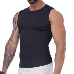 Mens Slimming Tummy Body Shaper Vest Compression T-Shirt Fitness Muscle Tank Top
