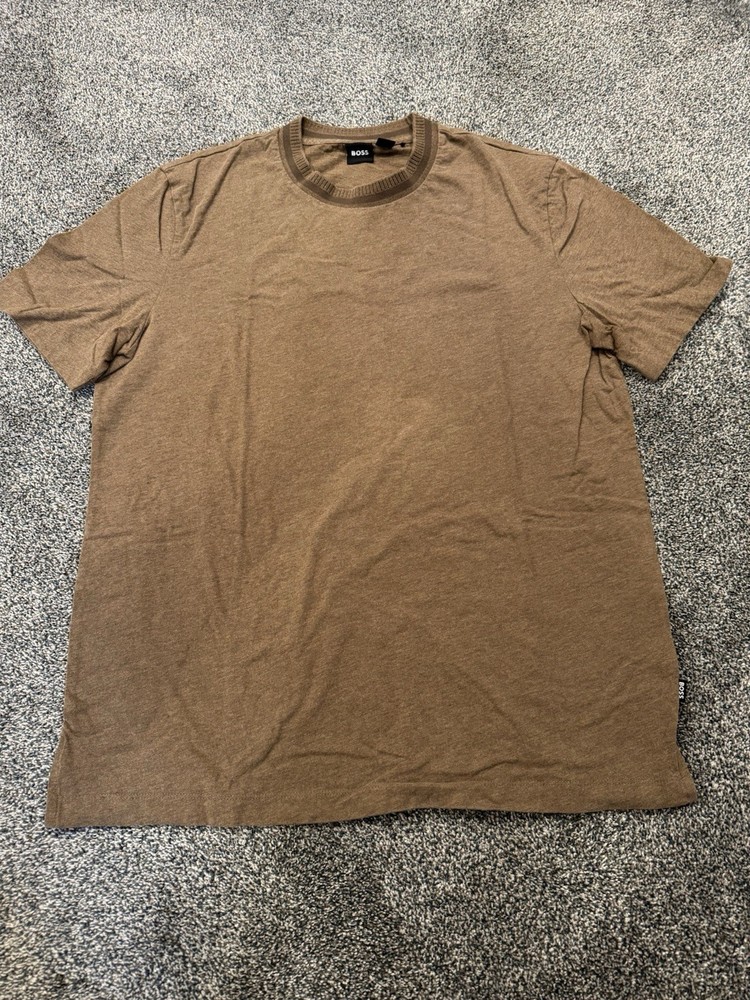 Huge Boss Solid Plain T-shirt Brown XL