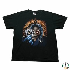 Vintage Skull Playing Card T Shirt Mens 2XL Black The Roxx Double Sided Y2K Tee
