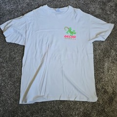 Gecko Hawaii Neon Color Size Large Single Stitch White Destination Short Sleeve
