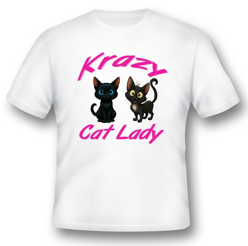 Krazy cat lady cat kitten white or black tee. pets black cats cat lady