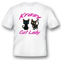 Krazy cat lady cat kitten white or black tee. pets black cats cat lady