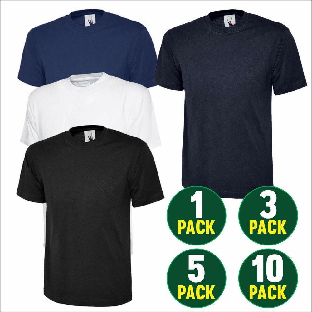 Uneek 1 3 5 10 PACK Men’s Classic T-Shirt Short Sleeve Work Tee TShirt UC301 LOT