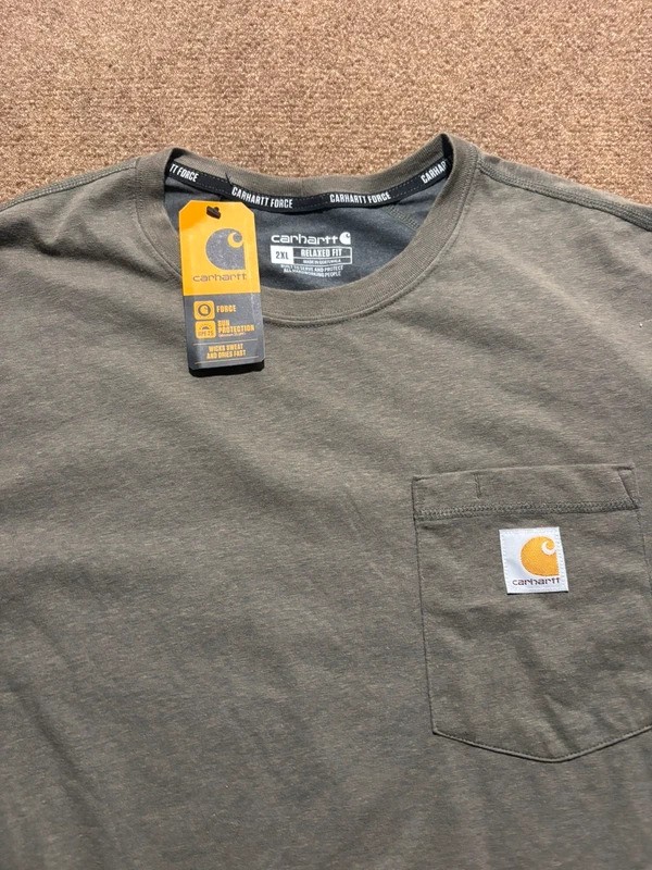 NWT Carhartt Force Relaxed Fit Pocket T-Shirt 2XL XXL Army Green Short Sleeve