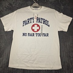 Vintage Party Patrol No Bar Too Far T-Shirt NOS Mens Large White Tennessee River