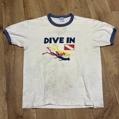Vintage 70s 80s Dive In Scuba Snorkeling Bahamarama Cruises Ringer T Shirt Large