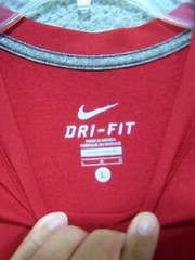 Nike Shirt Adult Large Red Swoosh Logo Dri-Fit Activewear Sports Outdoor Mens