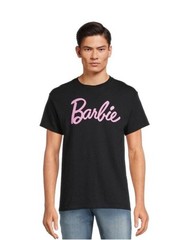 Barbie Mens Short Sleeve Black Crewneck Logo Graphic T- shirt Size S 34-36 Small