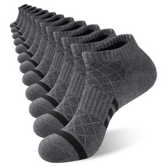 12 Pairs Mens Cushion Ankle Socks, Athletic Running, Low Cut, Breathable