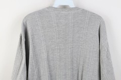 Vintage 90s Streetwear Mens Medium Blank Striped Ribbed Knit Henley T-Shirt Gray