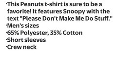 Peanuts Snoopy Men’s & Big Men’s Short Sleeve Tee Shirt☆Size Small