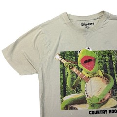 The Muppets Shirt Men’s Medium Beige Disney Kermit Banjo Country Roots Casual
