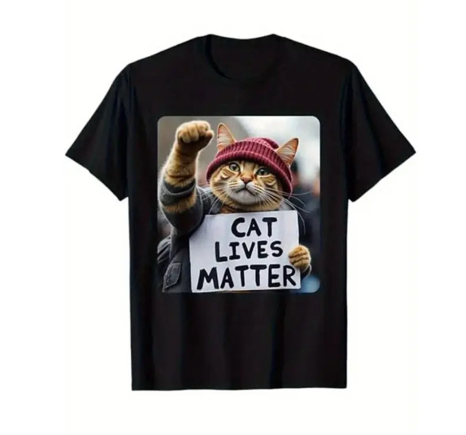 Summer t Shirts Funny Cat Graphic Cotton T-Shirt for Men – Breathable