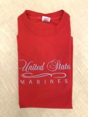 Vtg United States Marine Corps Script Logo T Shirt LARGE M.J. Soffe Semper Fi