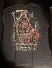 Vintage Y2K Grim Reaper Shirt Mens XL Black Skull Gothic Horror Goth Grunge